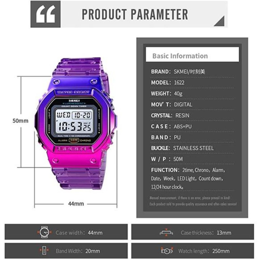Sport Digital Multi-Function Transparent Women Me… - image 3